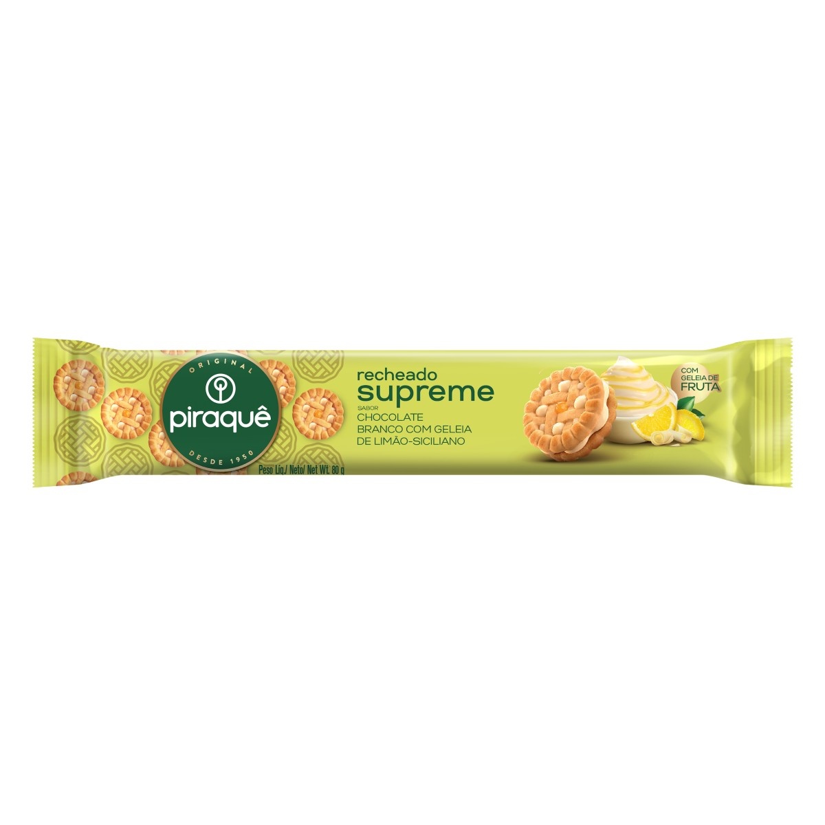 GALLETA RELLENA SUPREME CHOCOLATE BLANCO CON JELEA DE LIMÓN 80GRS (X30)